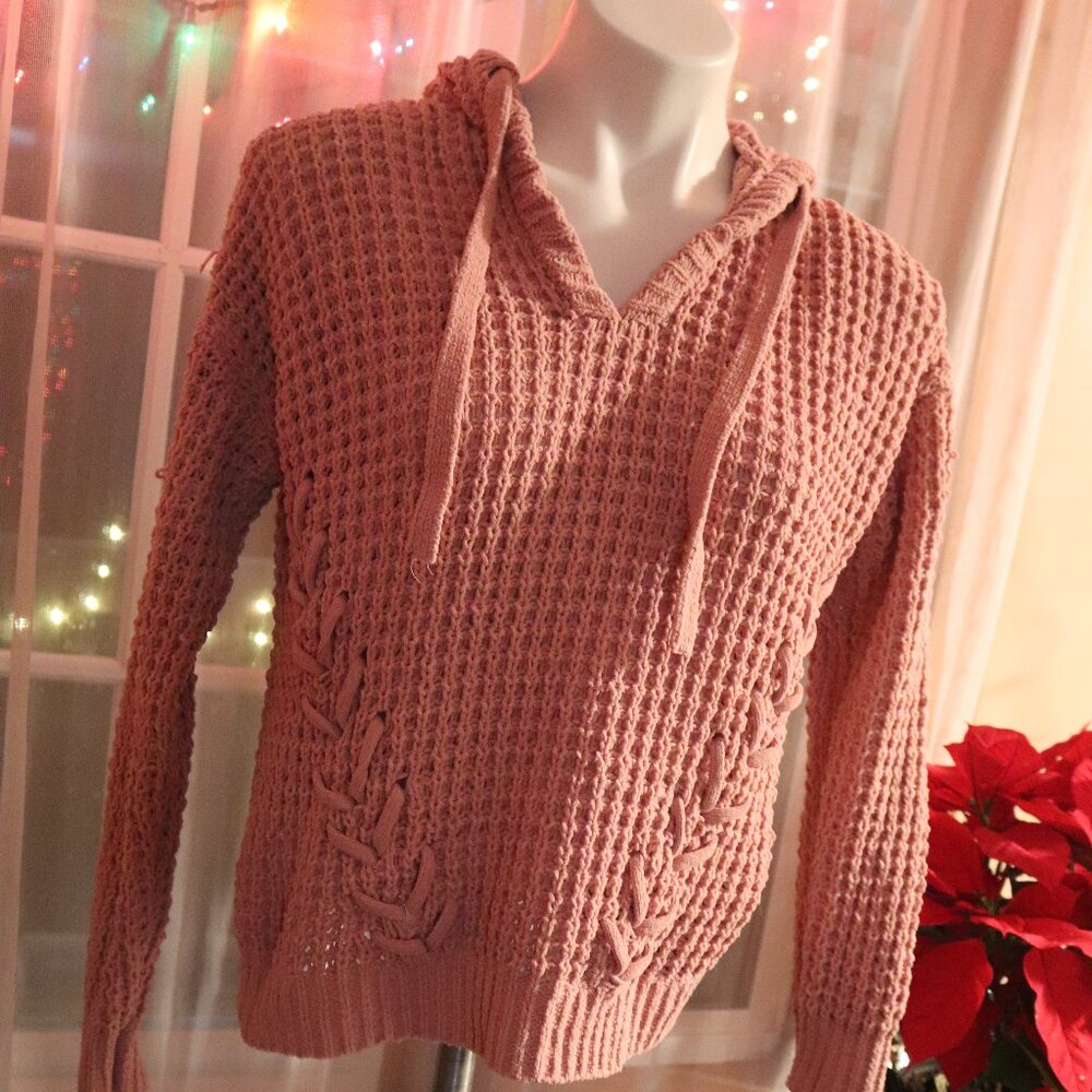 Chunky pink knit sweat shirt